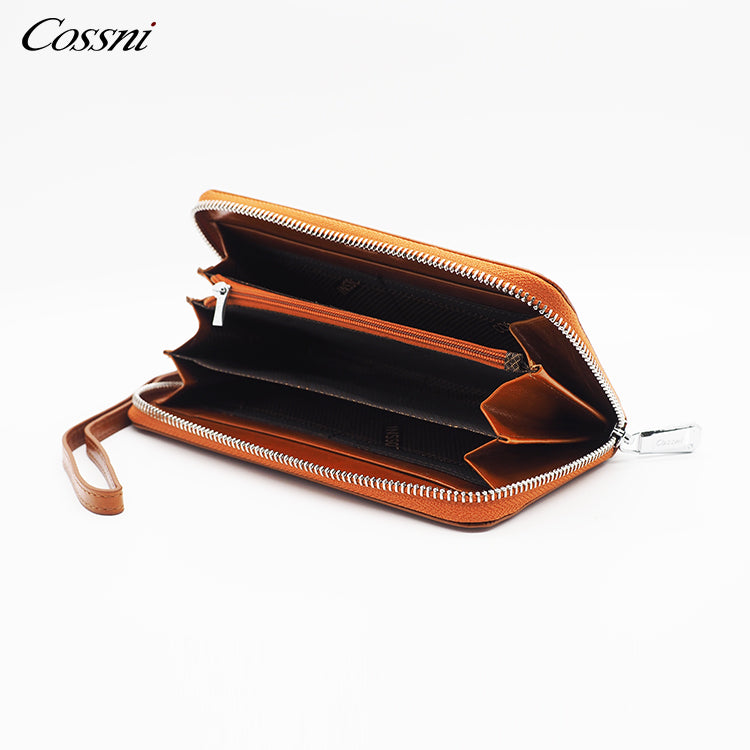 Full Grain Cowhide Leather Long Wallet Genuine Leather Women Clutch Bag