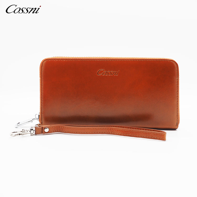 Full Grain Cowhide Leather Long Wallet Genuine Leather Women Clutch Bag