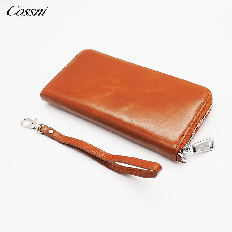 Full Grain Cowhide Leather Long Wallet Genuine Leather Women Clutch Bag