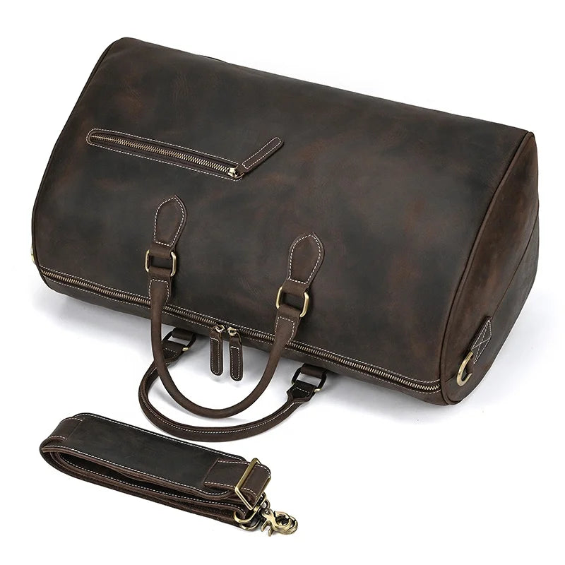 Genuine Leather Travel Bag Full Grain Cowhide Weekender Duffle Success