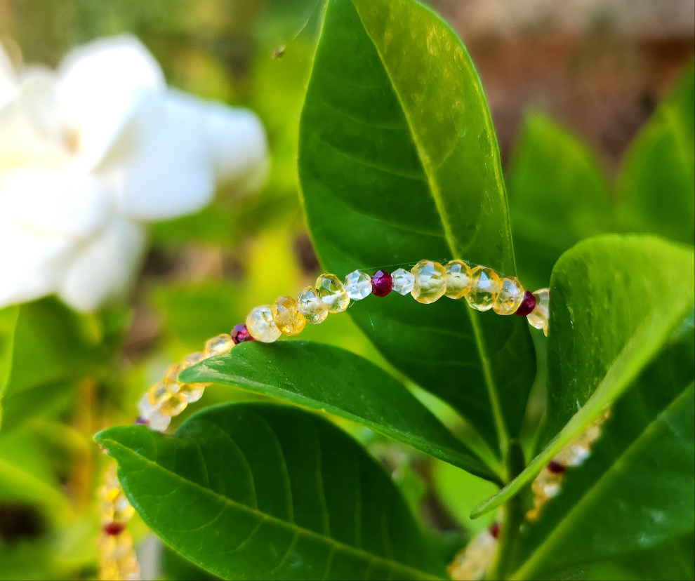 Ruby, Herkimer Diamond & Citrine Bracelet – 925 Sterling Silver ✨
