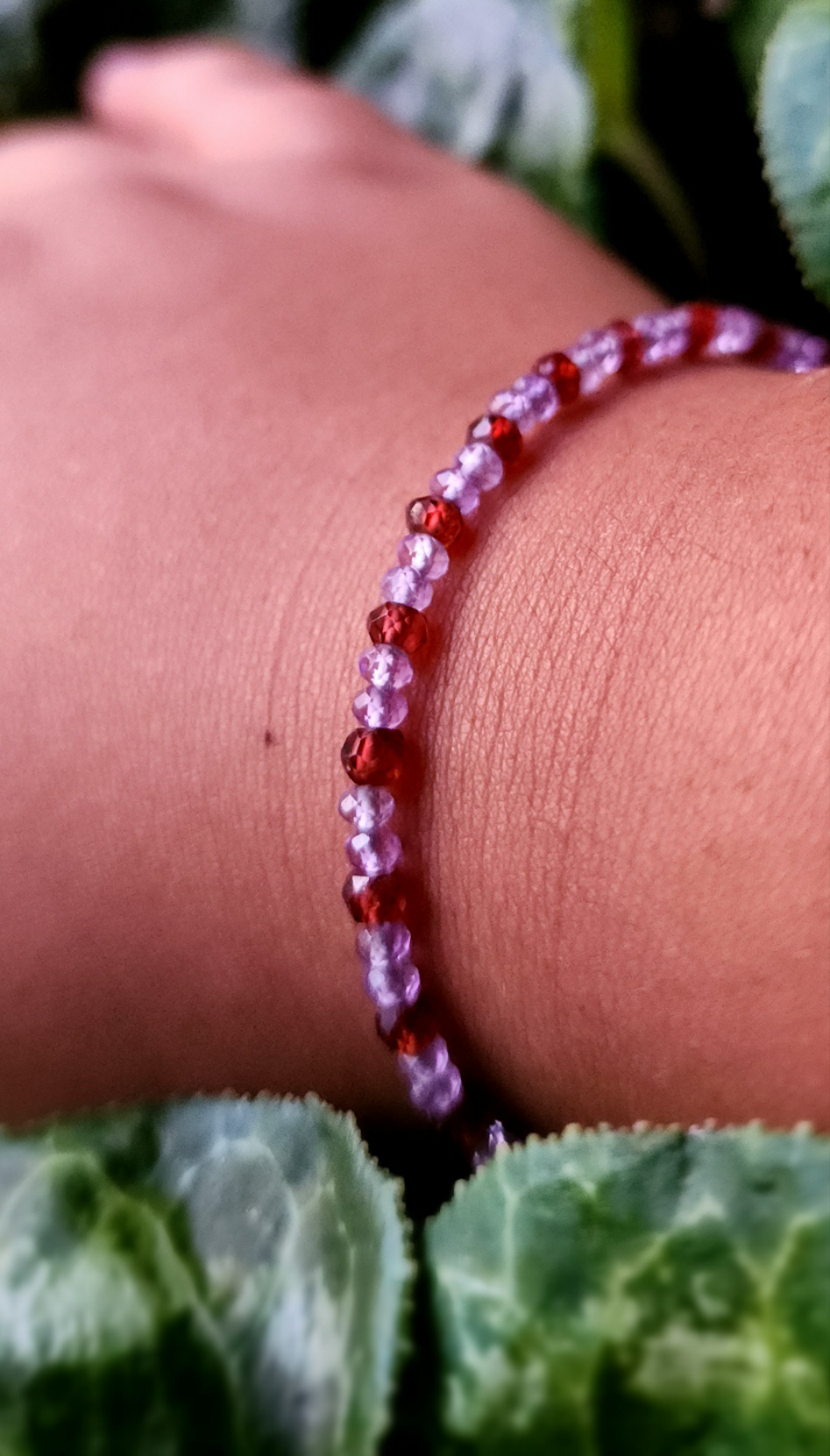 Handmade Amethyst & Garnet Bracelet – 925 Sterling Silver