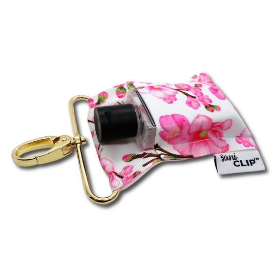 Pink Cherry Blossoms SaniClip Hand Sanitizer Holder - made to order