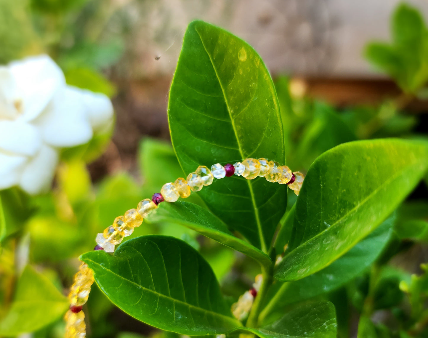 Ruby, Herkimer Diamond & Citrine Bracelet – 925 Sterling Silver ✨