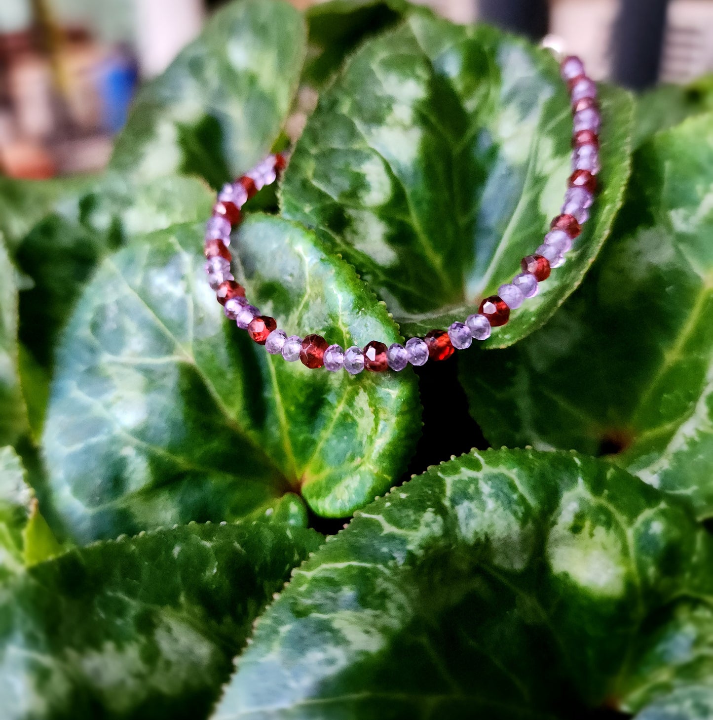 Handmade Amethyst & Garnet Bracelet – 925 Sterling Silver