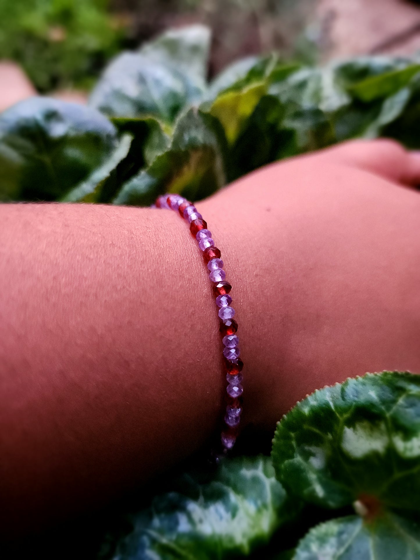 Handmade Amethyst & Garnet Bracelet – 925 Sterling Silver