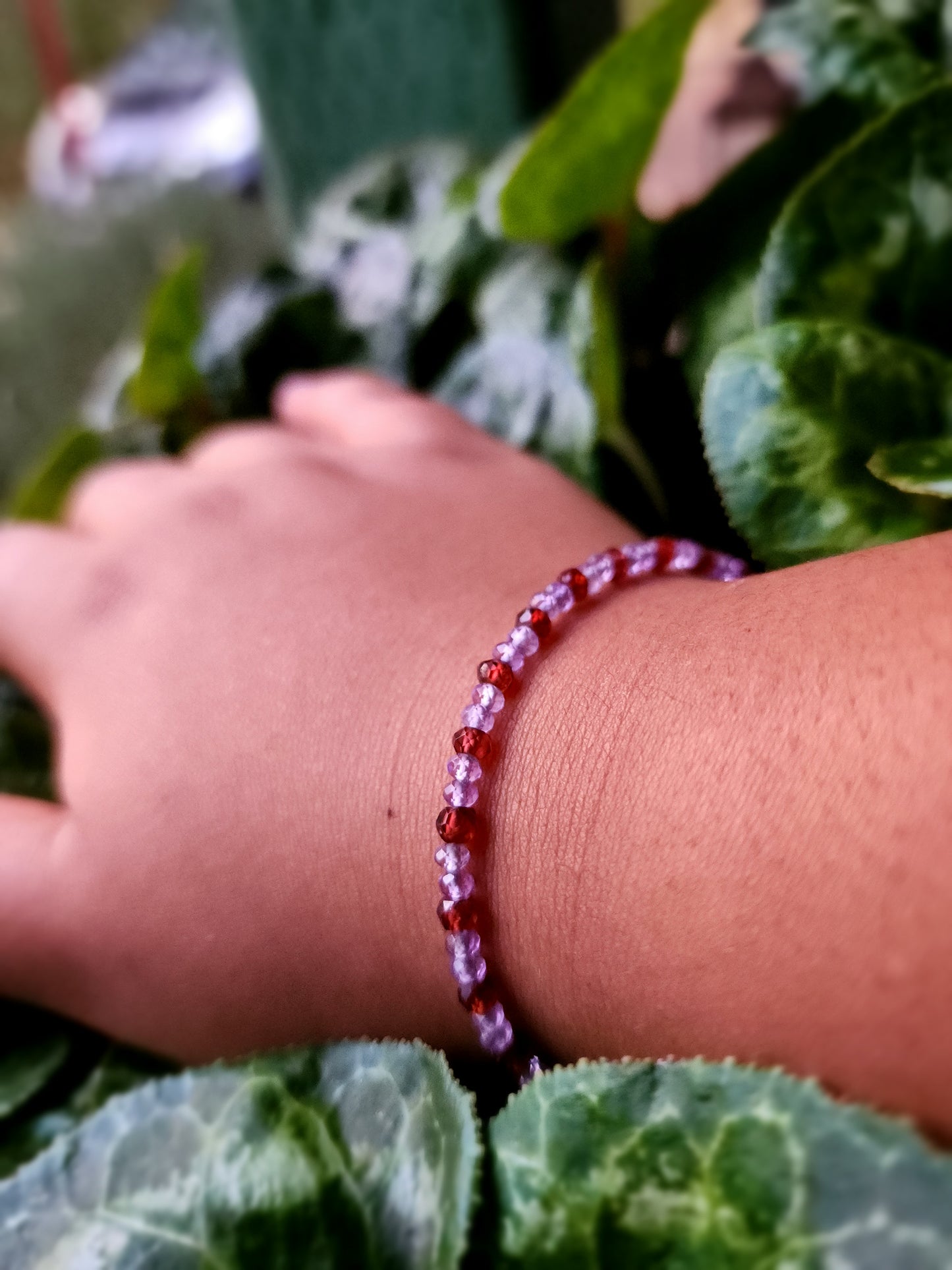 Handmade Amethyst & Garnet Bracelet – 925 Sterling Silver