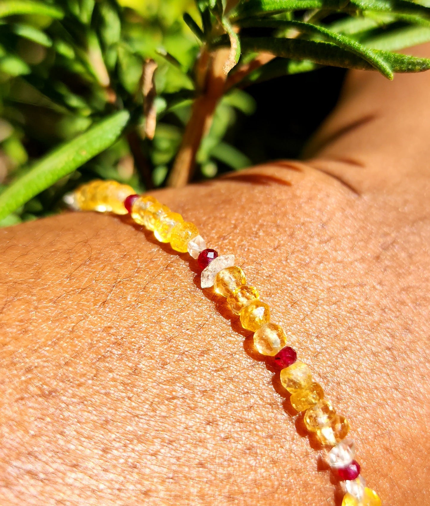 Ruby, Herkimer Diamond & Citrine Bracelet – 925 Sterling Silver ✨