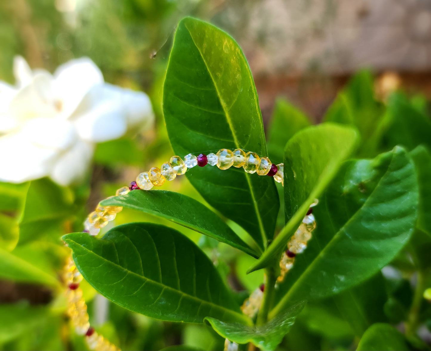 Ruby, Herkimer Diamond & Citrine Bracelet – 925 Sterling Silver ✨
