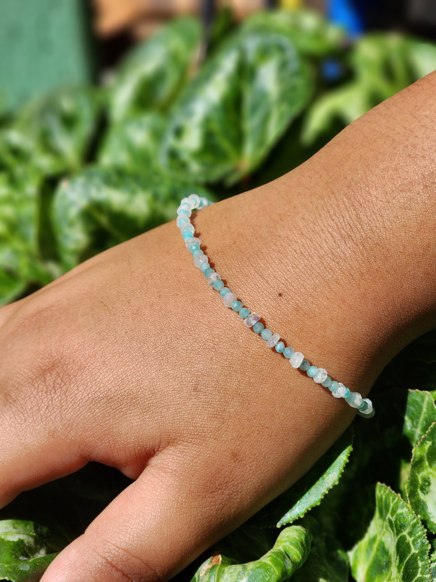 Amazonite & Moonstone Gemstone Bracelet – Handmade with 925 Sterling Silver