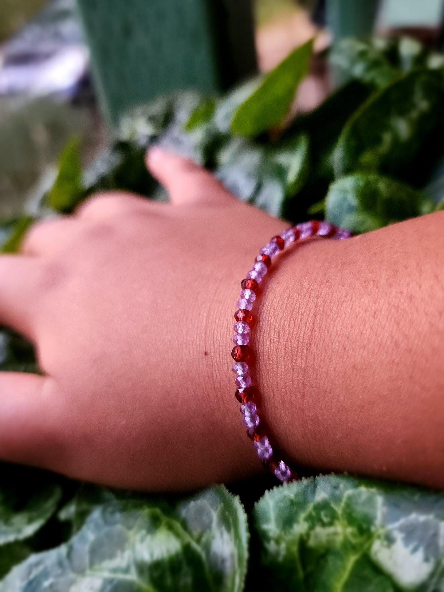 Handmade Amethyst & Garnet Bracelet – 925 Sterling Silver