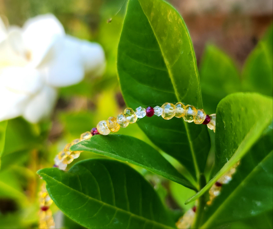 Ruby, Herkimer Diamond & Citrine Bracelet – 925 Sterling Silver ✨